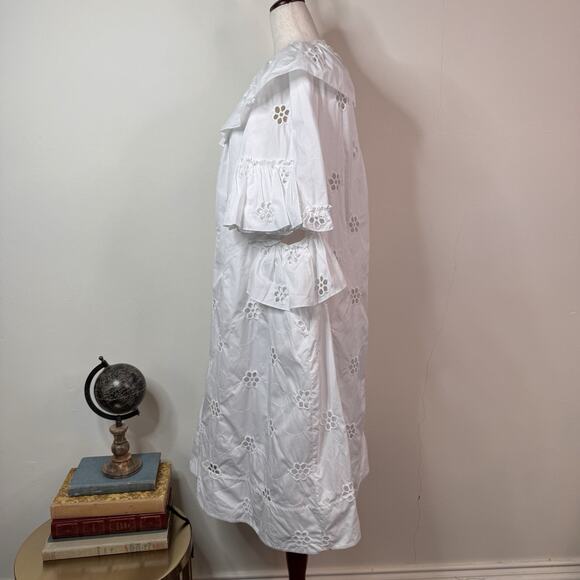 NWT Simone Rocha Frill Trim Midi Dress A Line Embroidered Eyelet Size US 4 - Picture 7 of 13